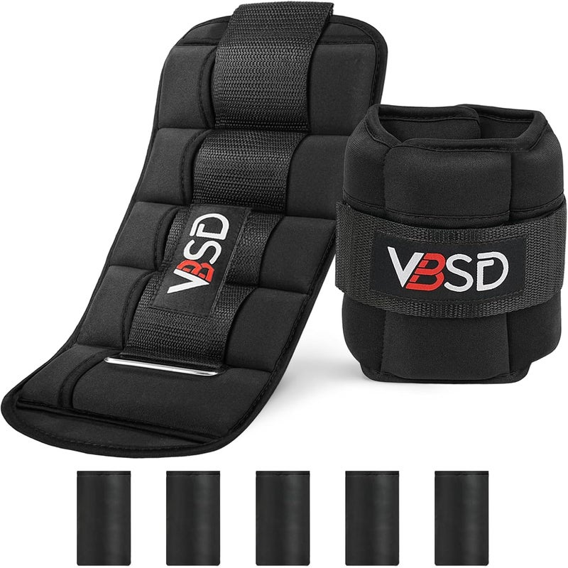 VBSD Adjustable Ankle Weights for Men Women, 2 4 6 8 10 lbs 1 Pair Leg Weight Straps, Weighted Ankle Weight Set with Removable Sandbags for Walking Running Yoga Physical Therapy Gym Home Workout - Image 1